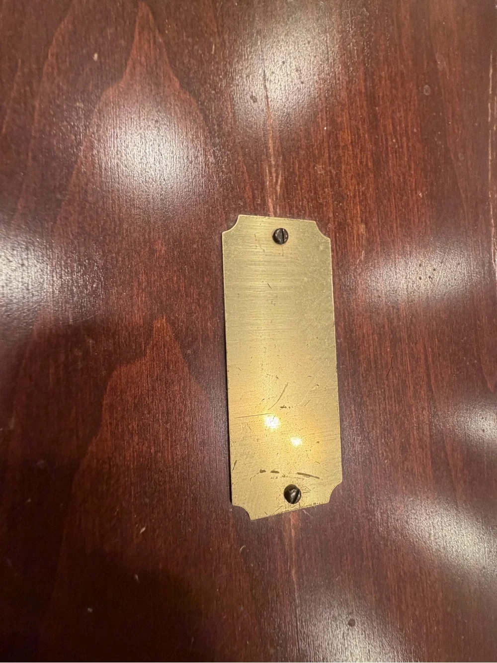 Reed & Barton Mahogany Finish Wooden Serving Box with Brass Plate
